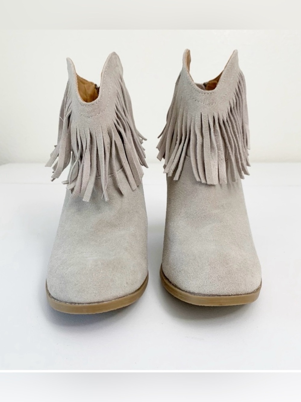 The Fringe Factor Gray Suede Ankle Booties ~ 6 - Picture 2 of 12